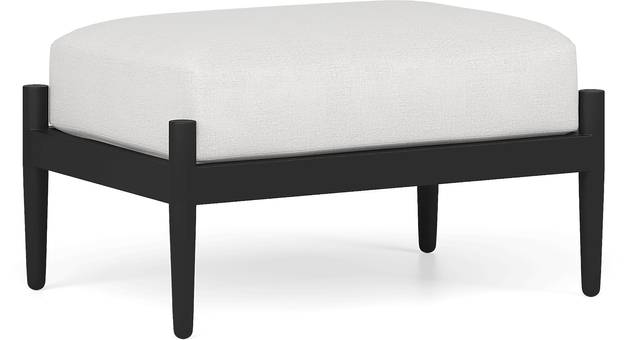 Harlowe Black Outdoor Ottoman with Dove Cushion - Thumbnail - Image 1
