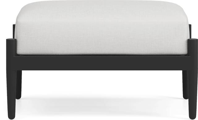 Harlowe Black Outdoor Ottoman with White Cushion - Thumbnail - Image 2