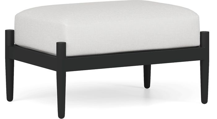 Harlowe Black Outdoor Ottoman with White Cushion