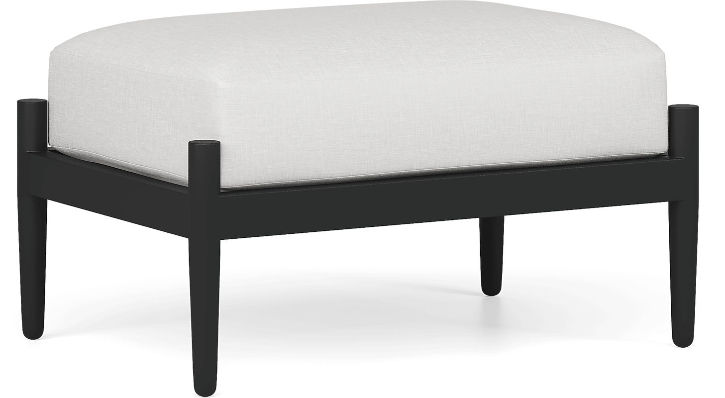 Harlowe Black Outdoor Ottoman with White Cushion
