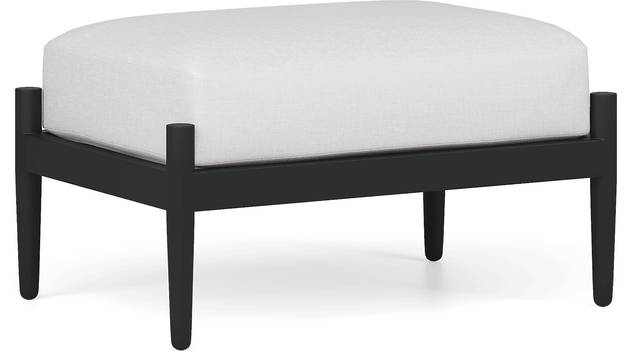 Harlowe Black Outdoor Ottoman with White Cushion - Thumbnail - Image 1