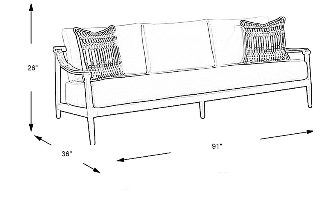 Harlowe Black Outdoor Sofa with Dove Cushions