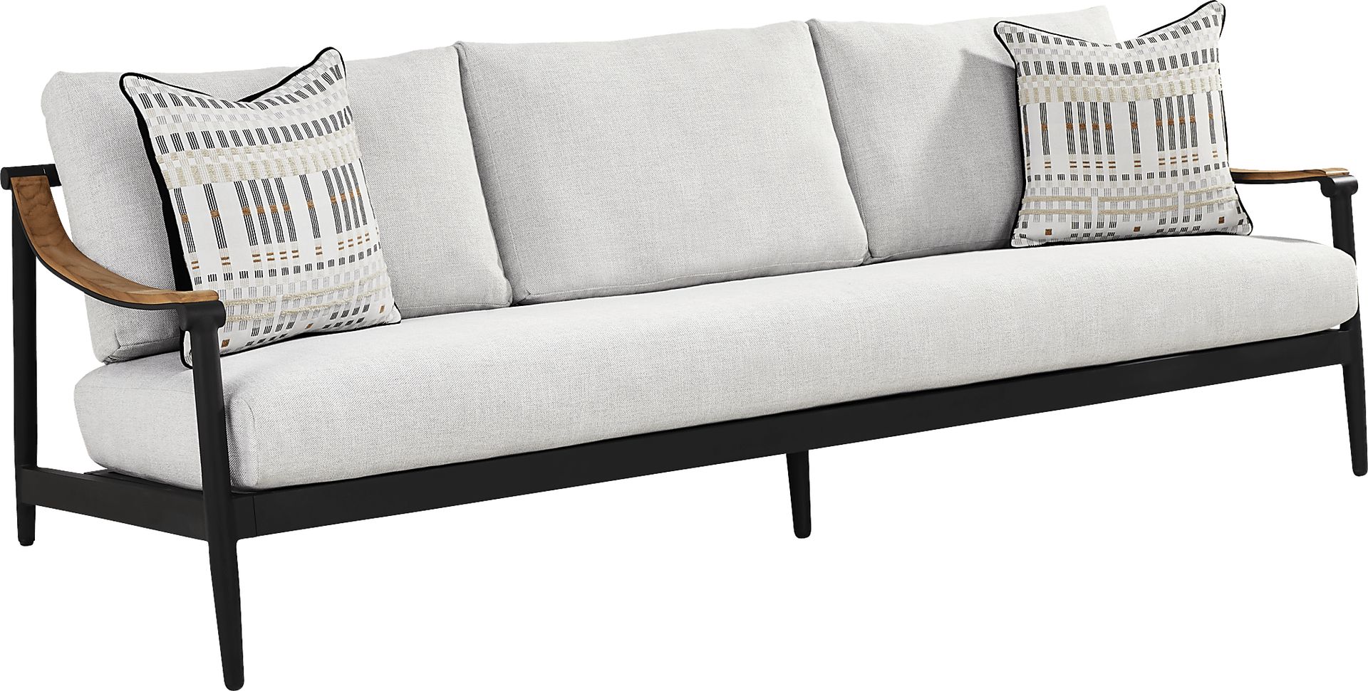 Harlowe Black 5 Pc Outdoor Seating Set with Dove Cushions - Image 3