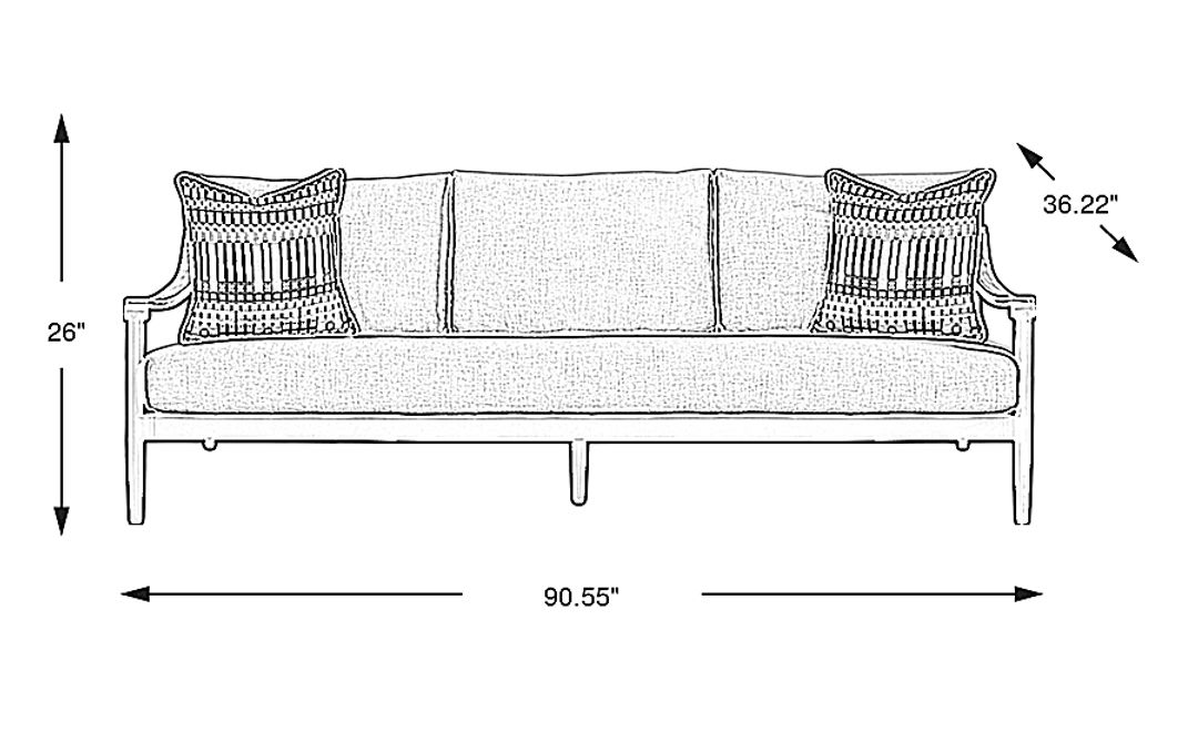 Harlowe Black Outdoor Sofa with Dove Cushions