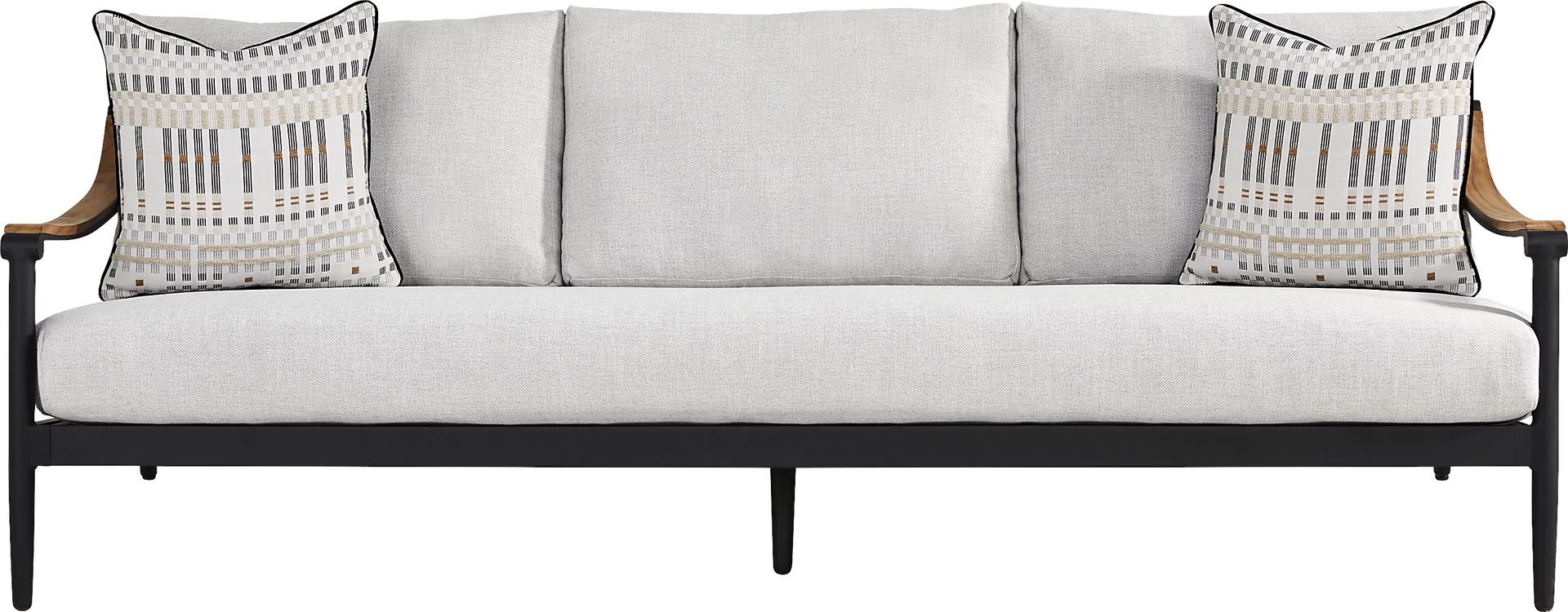 Harlowe Black 5 Pc Outdoor Seating Set with Dove Cushions - Image 2