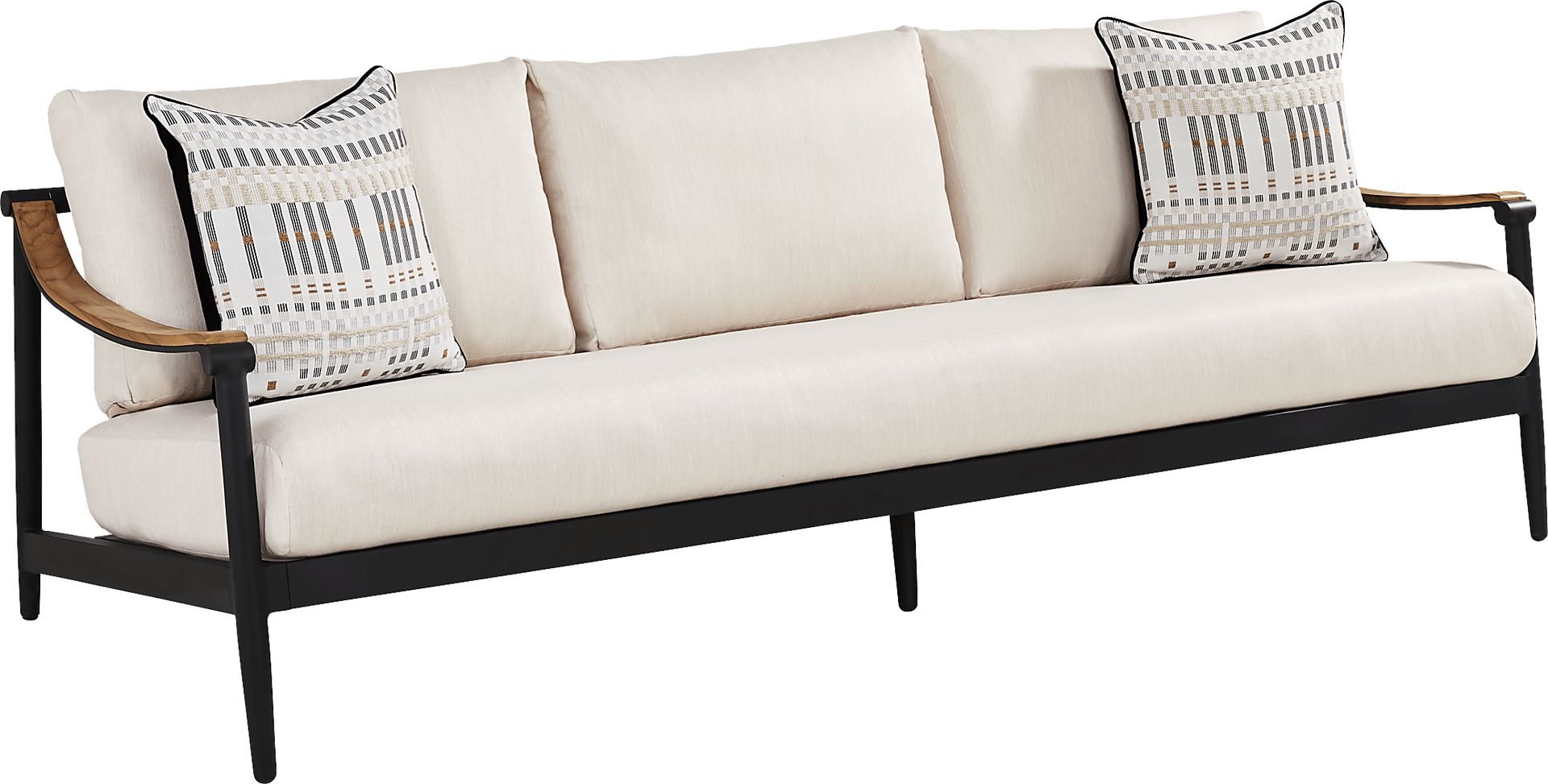 Harlowe Black 5 Pc Outdoor Seating Set with Flax Cushions - Image 3