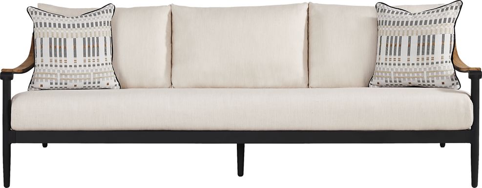 Harlowe Black Outdoor Sofa with Flax Cushions