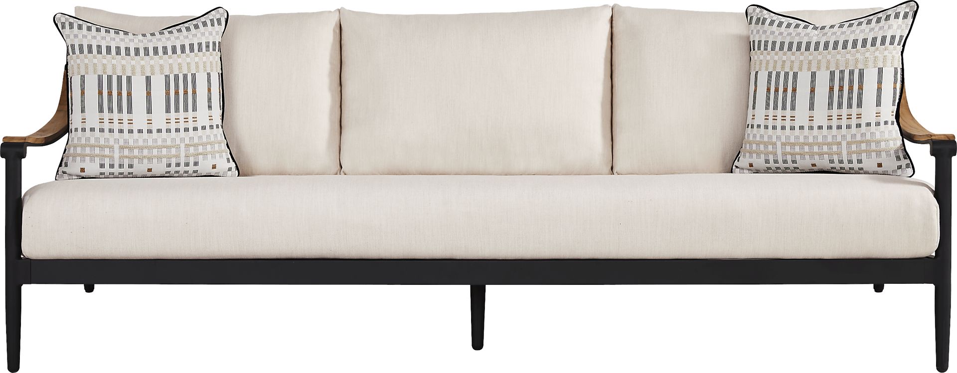 Harlowe Black 5 Pc Outdoor Seating Set with Flax Cushions - Image 2