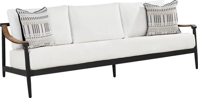 Harlowe Black 5 Pc Outdoor Seating Set with White Cushions - Thumbnail - Image 3