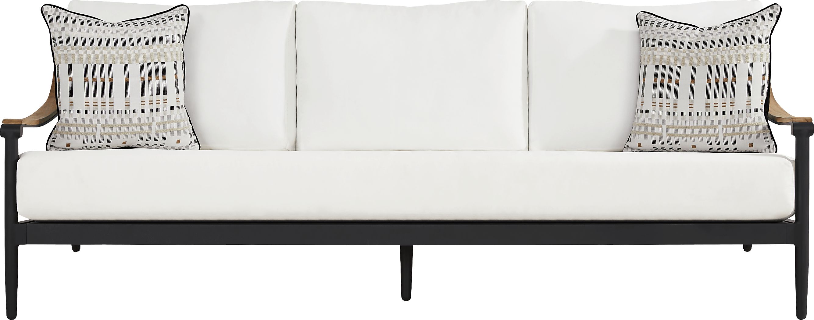 Harlowe Black Outdoor Sofa with White Cushions