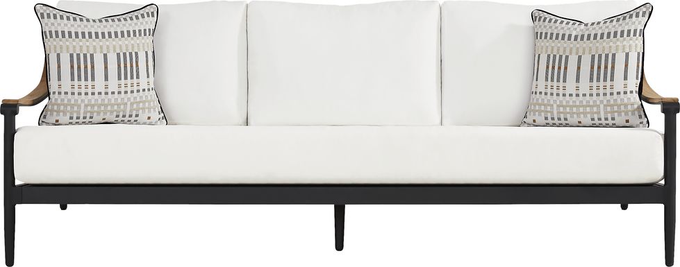 Harlowe Black Outdoor Sofa with White Cushions