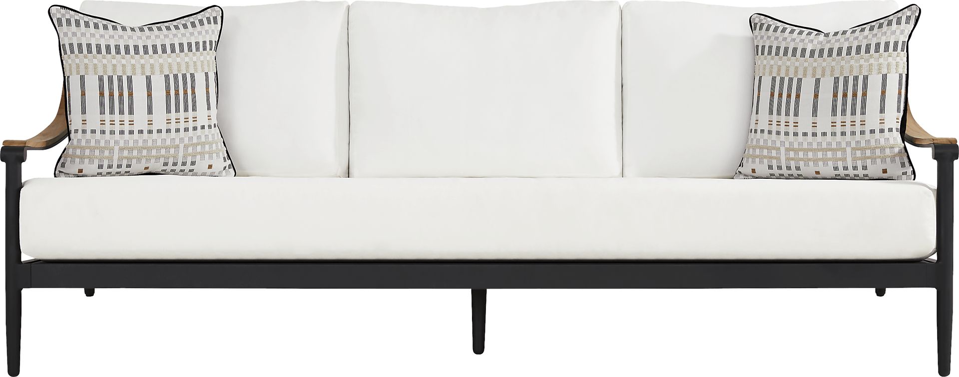 Harlowe Black Outdoor Sofa with White Cushions