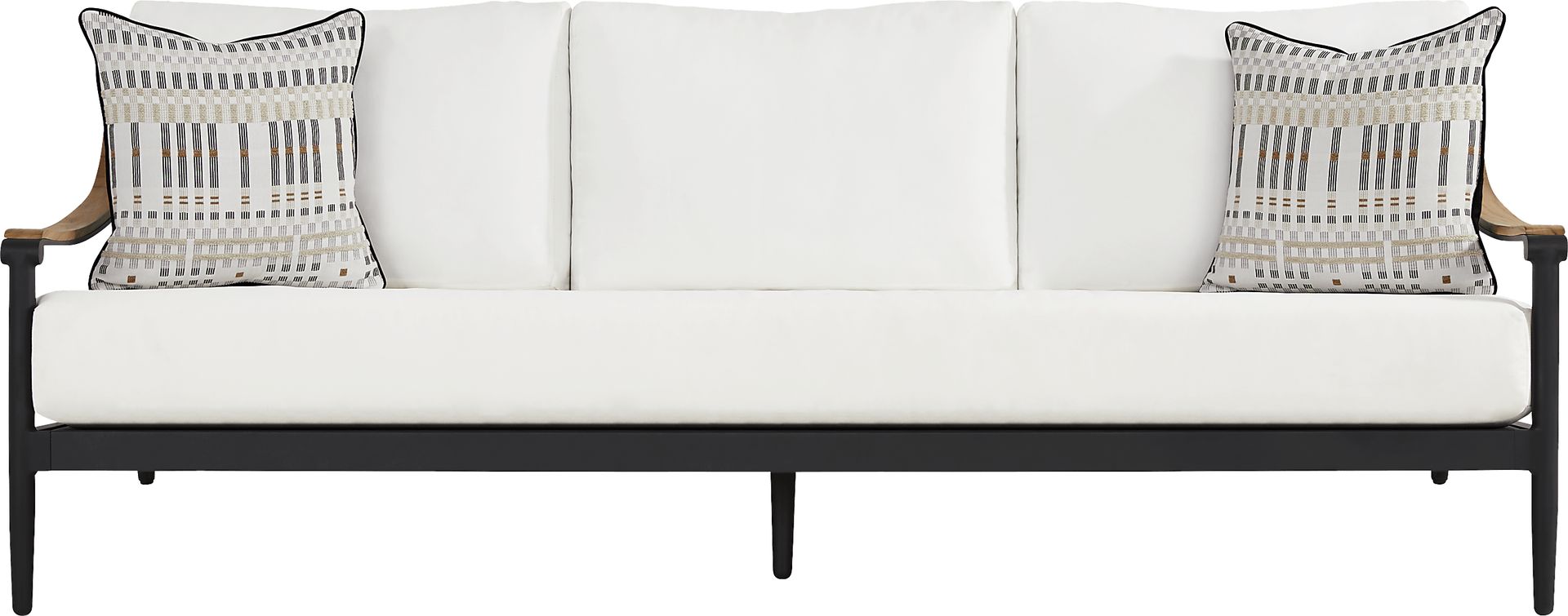 Harlowe Black 3 Pc Outdoor Seating Set with White Cushions - Image 2