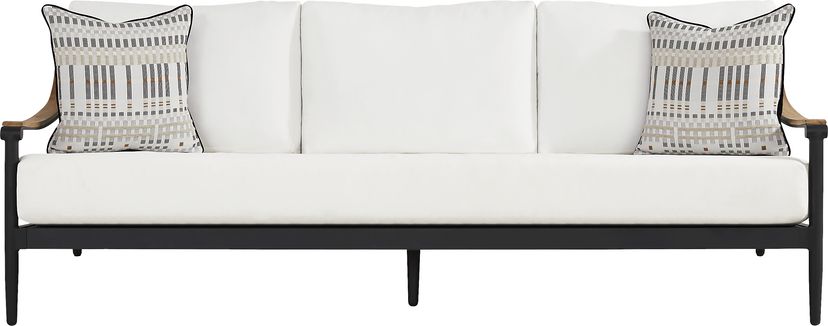 Harlowe Black Outdoor Sofa with White Cushions