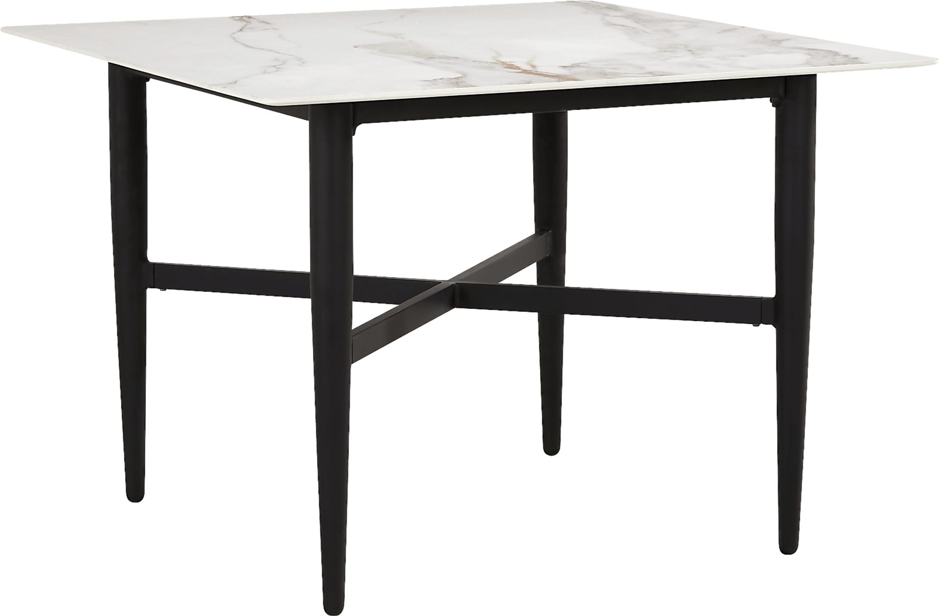 Harlowe Black 5 Pc Outdoor Square Dining Set with White Cushions - Image 2