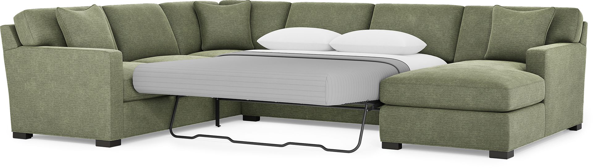 Harmonie Avocado 3 Pc Gel Foam Sleeper Sectional - Image 4