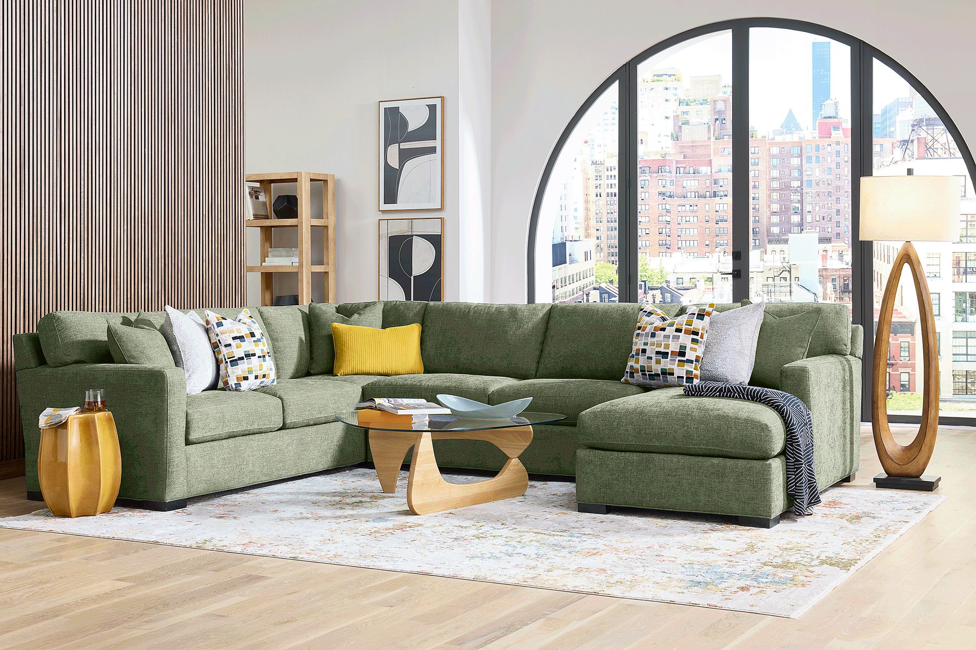 Harmonie Avocado 3 Pc Gel Foam Sleeper Sectional - Image 1