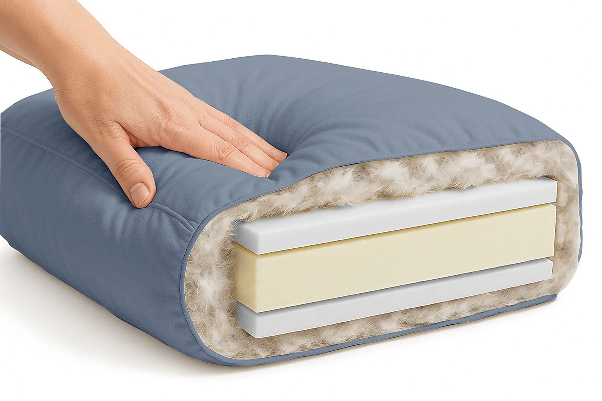 Harmonie Blue 3 Pc Gel Foam Sleeper Sectional - Image 9