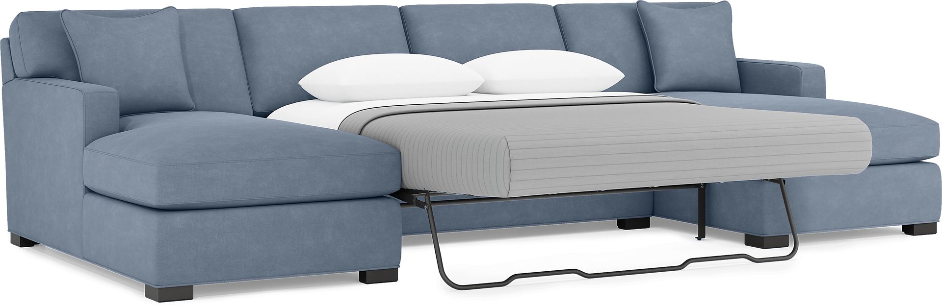 Harmonie Blue 3 Pc Gel Foam Sleeper Sectional - Image 3
