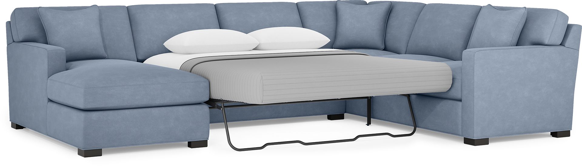 Harmonie Blue 3 Pc Gel Foam Sleeper Sectional - Image 4