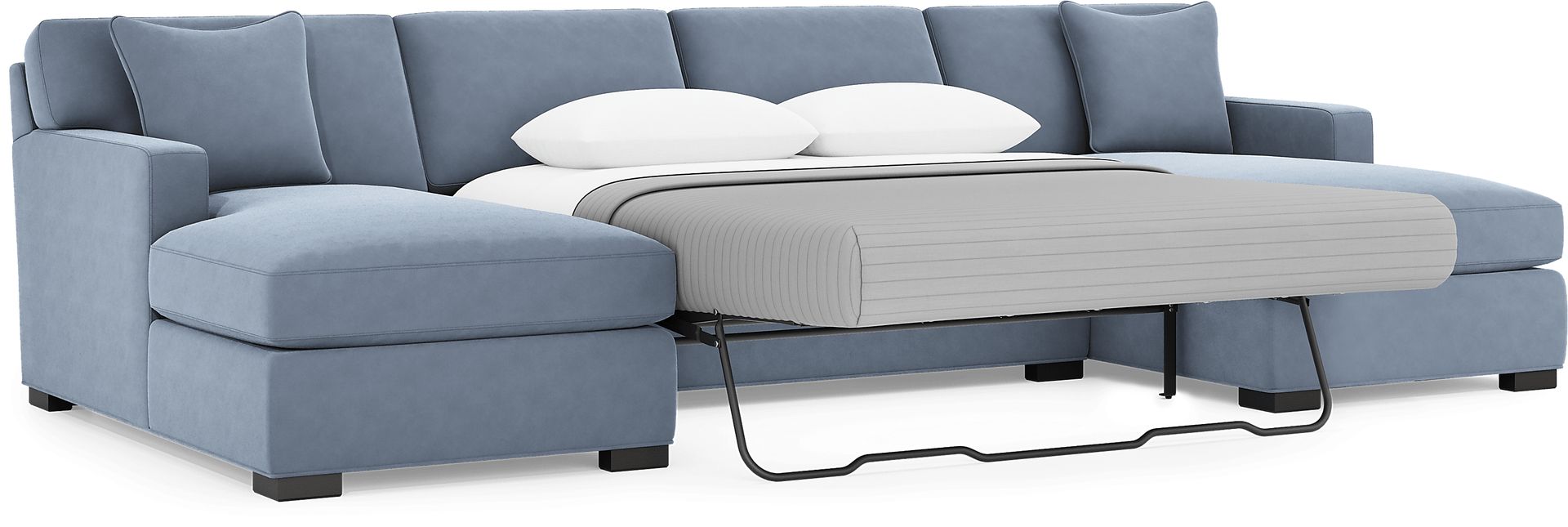 Harmonie Blue 3 Pc Sleeper Sectional - Image 3