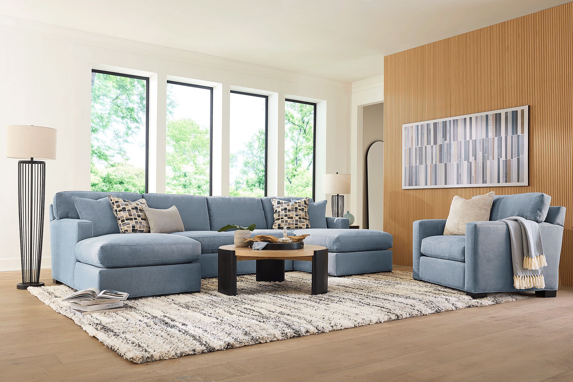 Harmonie Blue 3 Pc Sleeper Sectional - Image 2