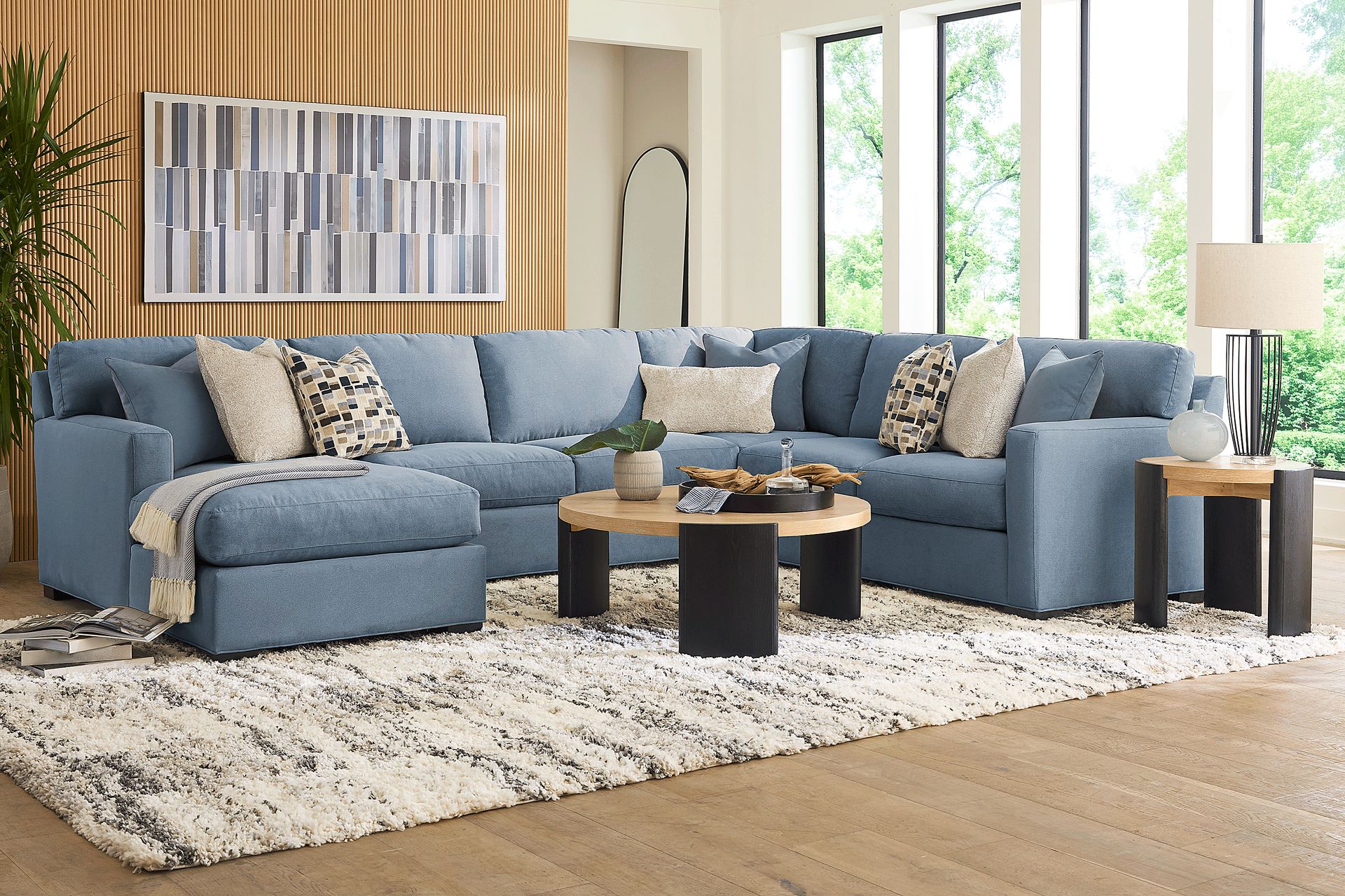 Harmonie Blue 3 Pc Sleeper Sectional - Image 2