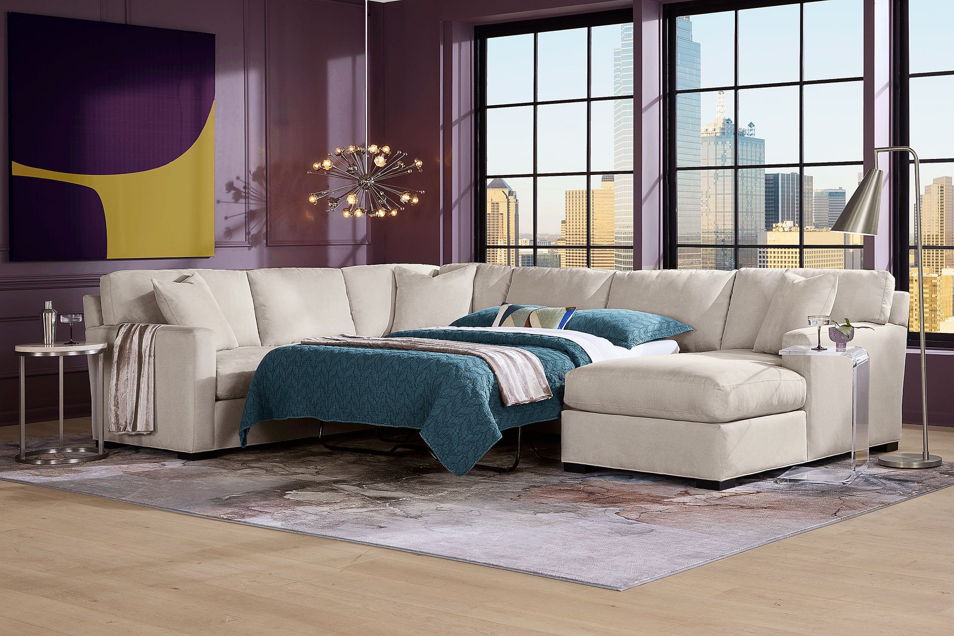 Harmonie Dove 3 Pc Gel Foam Sleeper Sectional - Image 4