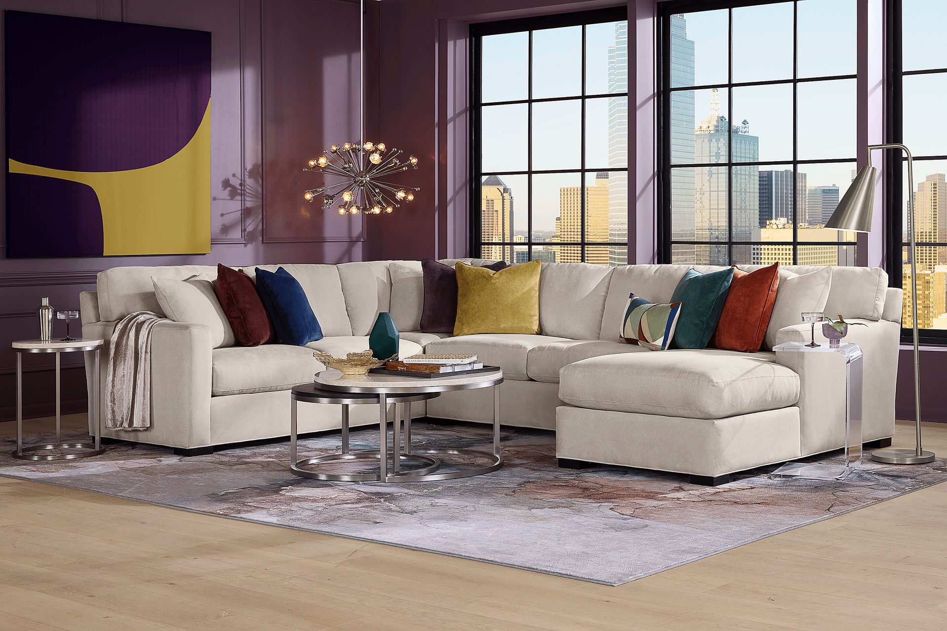 Harmonie Dove 3 Pc Gel Foam Sleeper Sectional - Image 1