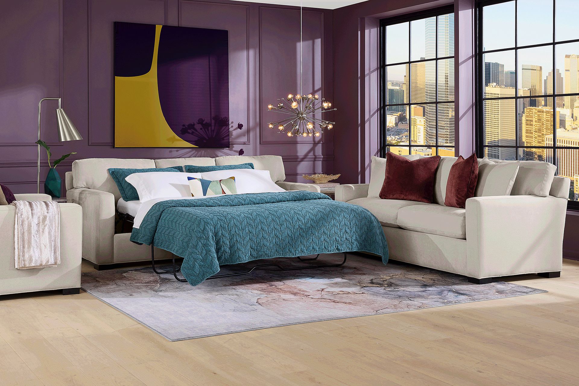 Harmonie Dove 7 Pc Living Room with Sleeper Sofa - Image 1