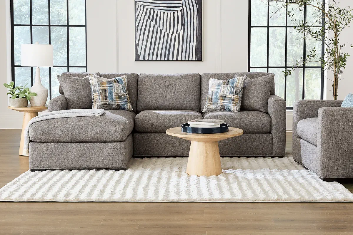Cindy Crawford Harmonie Gray Textured 2 Pc With Left Chaise