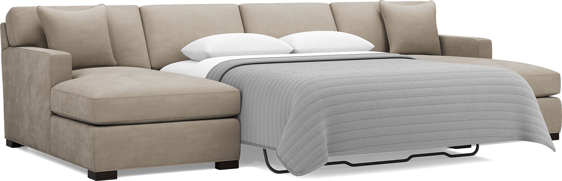 Harmonie Light Taupe 3 Pc Sleeper Sectional - Image 3