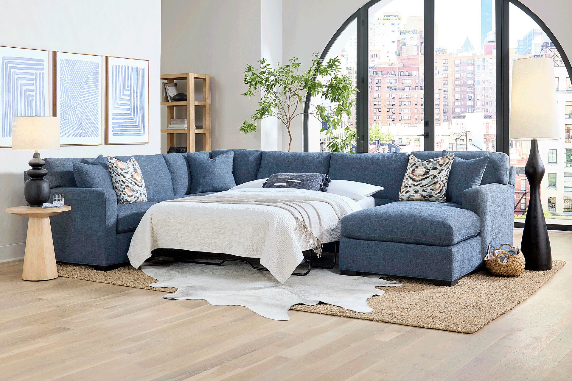 Harmonie Sapphire 3 Pc Gel Foam Sleeper Sectional - Image 4