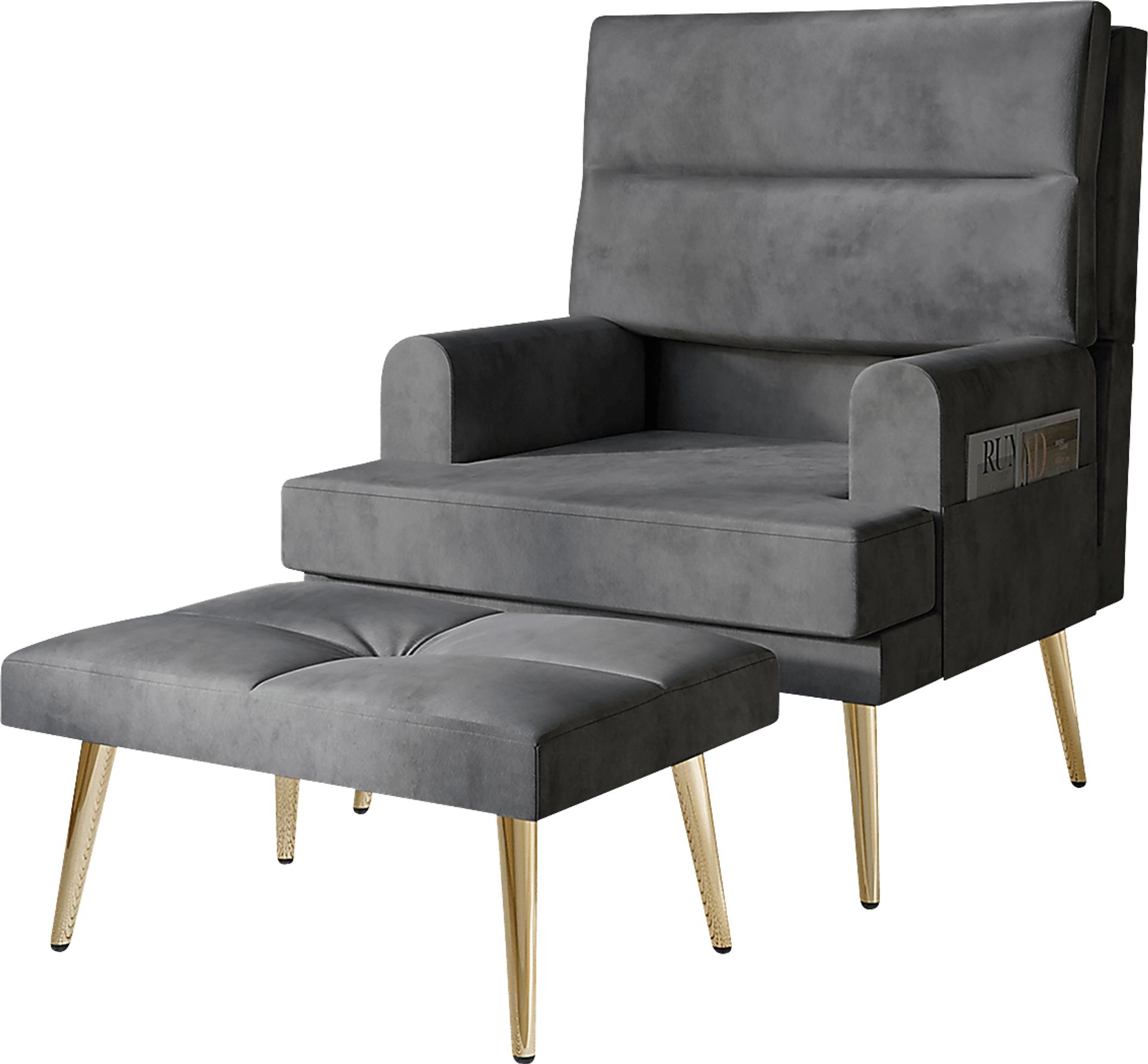 Harmse Gray Accent Chair and Ottoman