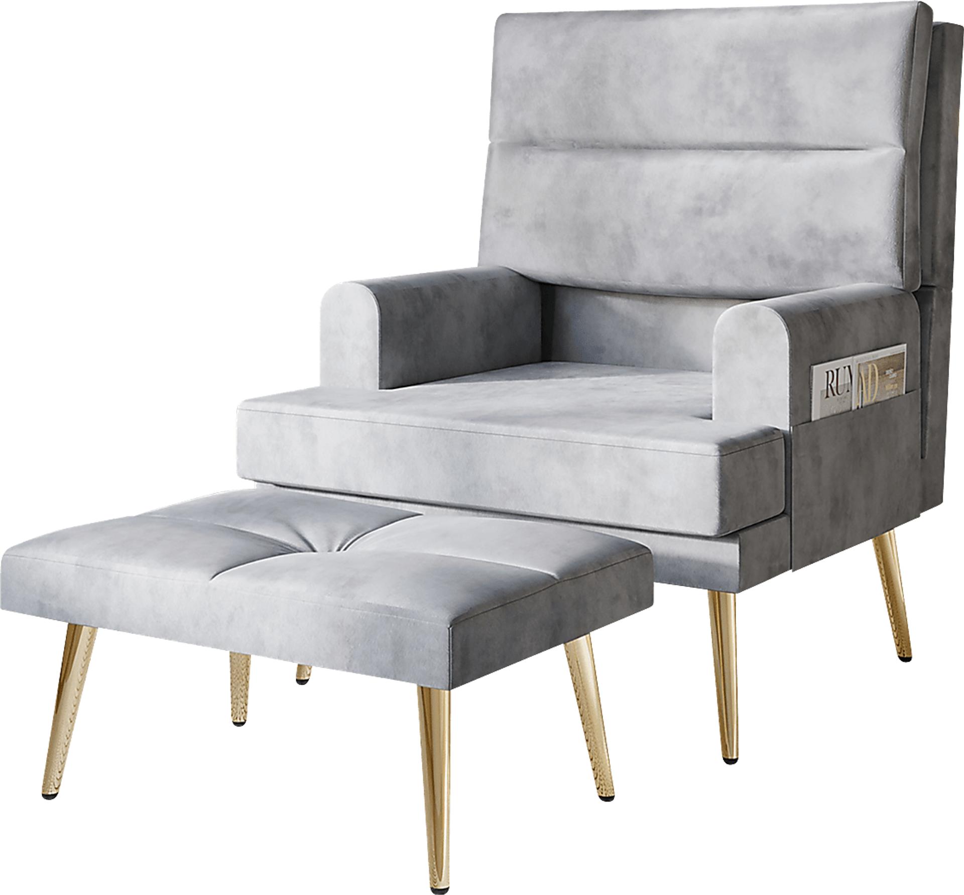 Harmse Light Gray Accent Chair and Ottoman