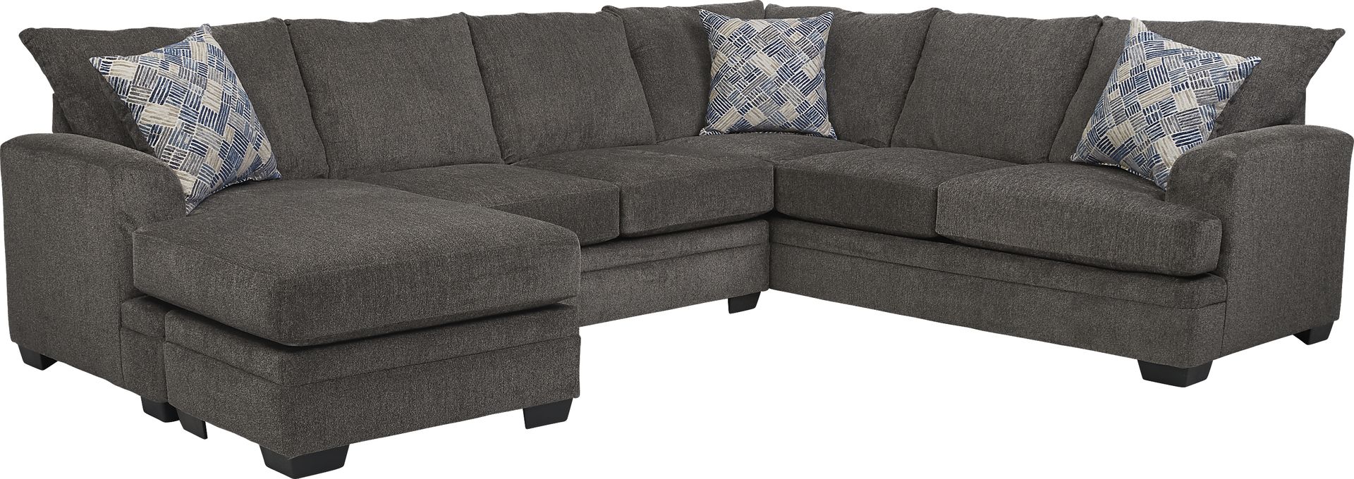 Harold Square Pewter 3 Pc Sectional - Image 1