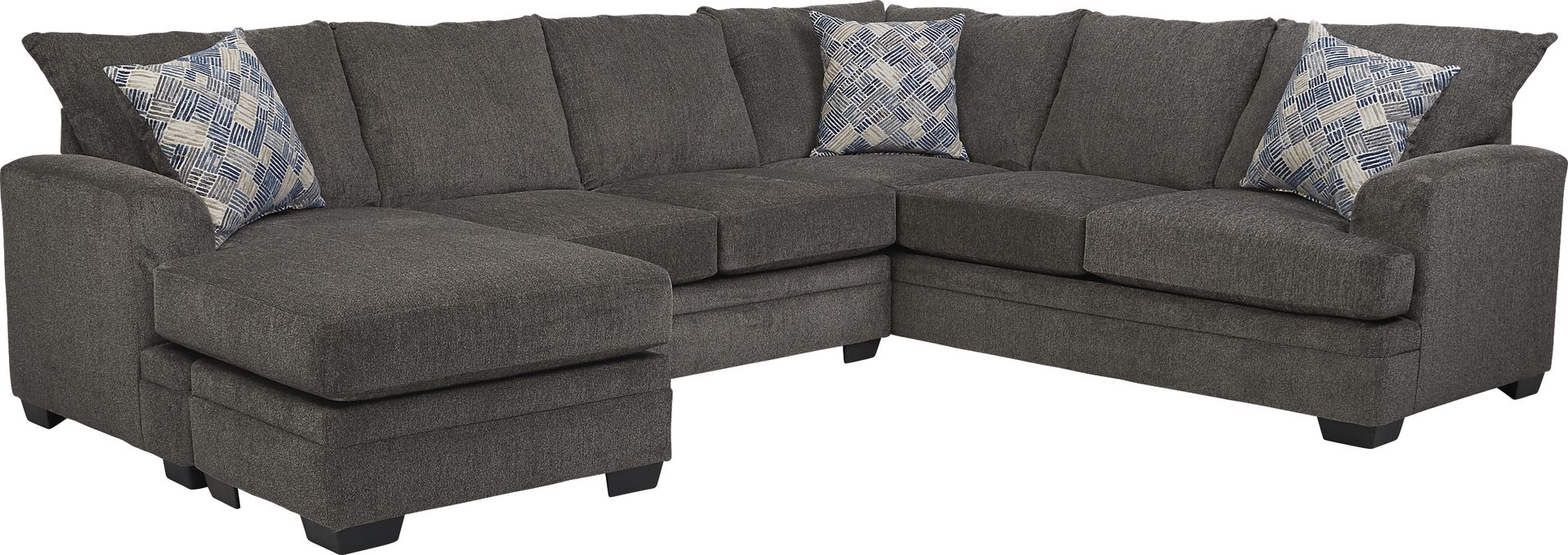 Harold Square Pewter 3 Pc Sleeper Sectional - Image 1