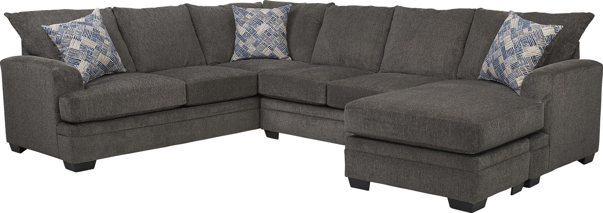 Harold Square Pewter 3 Pc Sleeper Sectional - Image 1