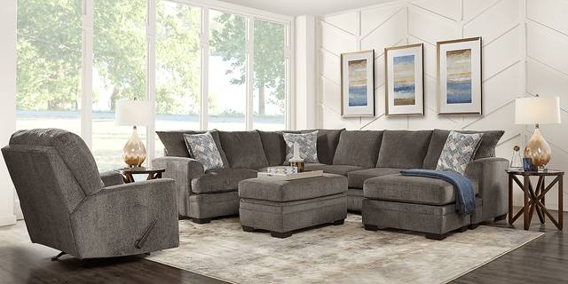 Harold Square Pewter 3 Pc Sleeper Sectional - Thumbnail - Image 2
