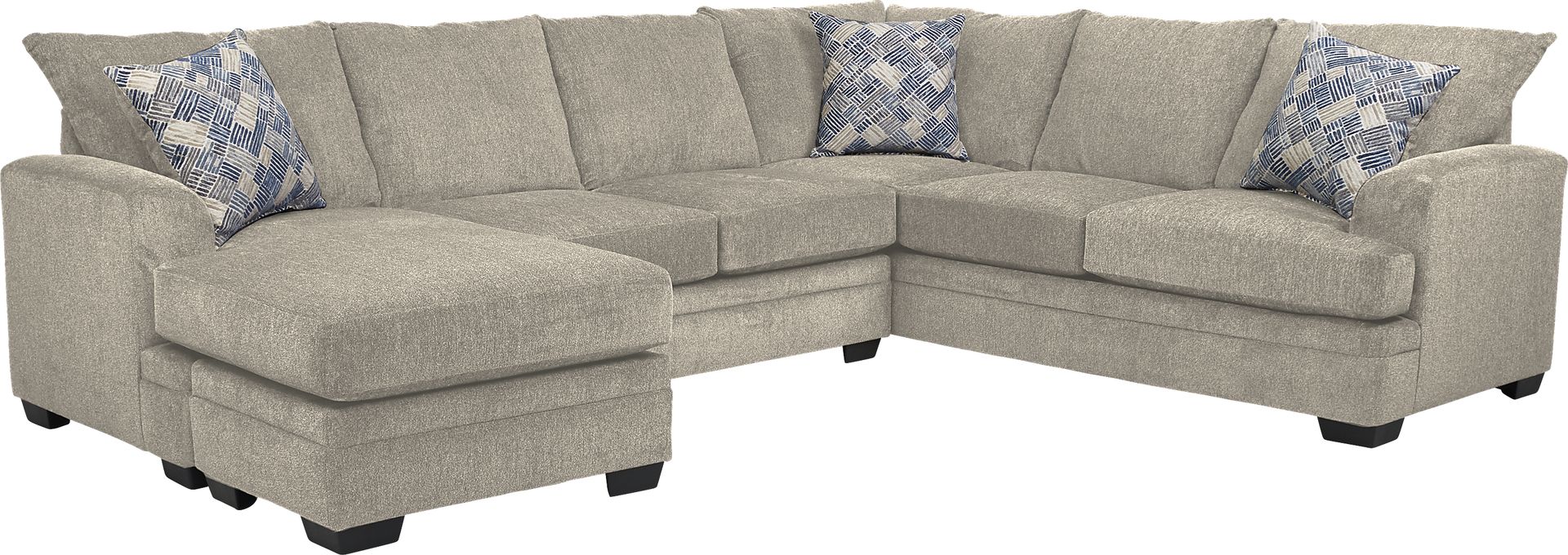 Harold Square Platinum 3 Pc Gel Foam Sleeper Sectional - Image 1