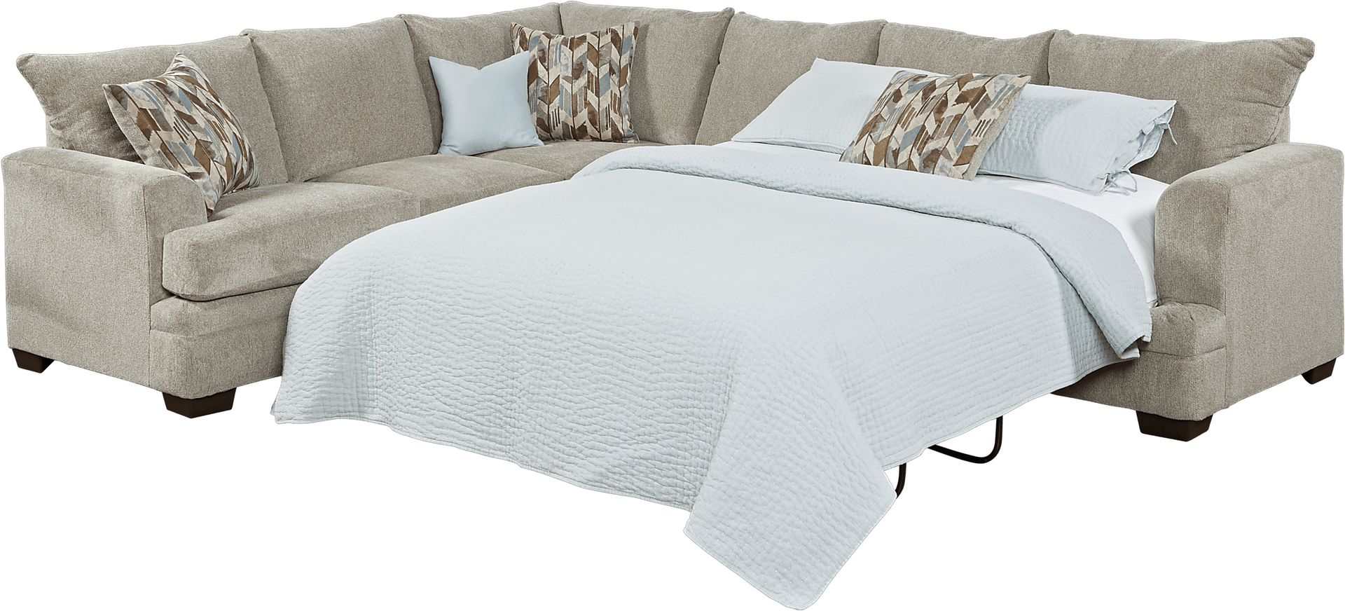 Harold Square Platinum 3 Pc Gel Foam Sleeper Sectional - Image 3