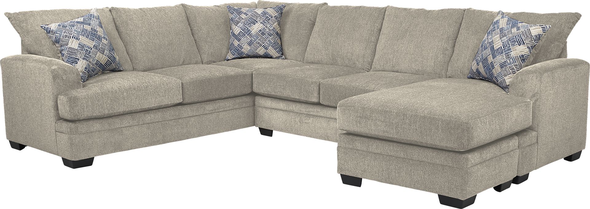 Harold Square Platinum 3 Pc Gel Foam Sleeper Sectional - Image 1