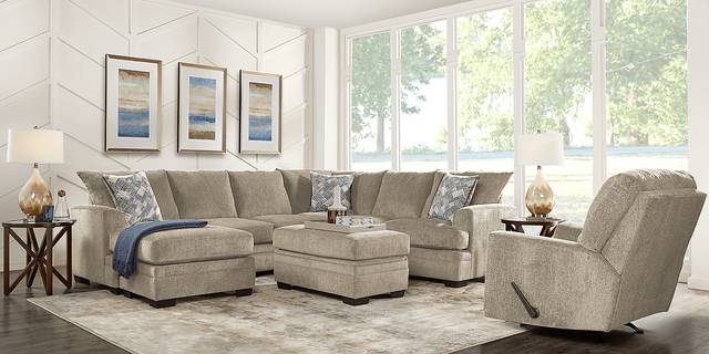 Harold Square Platinum 4 Pc Sectional Living Room - Thumbnail - Image 1