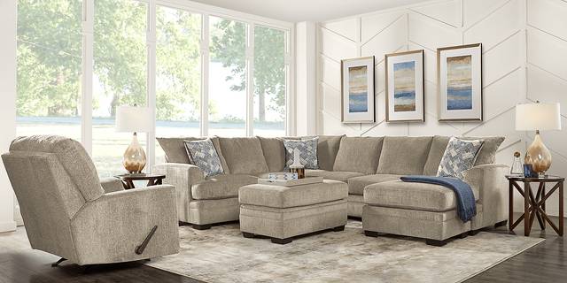 Harold Square Platinum 5 Pc Sectional Living Room - Thumbnail - Image 1