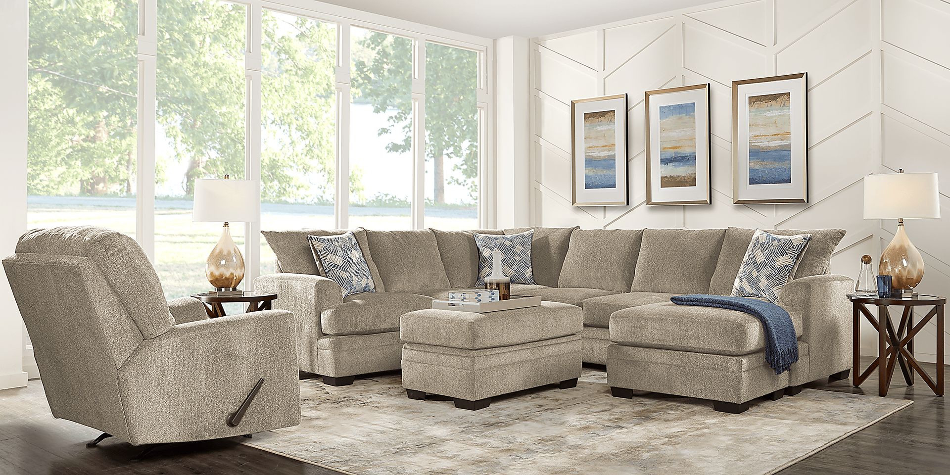 Harold Square Platinum 5 Pc Sectional Living Room - Image 1