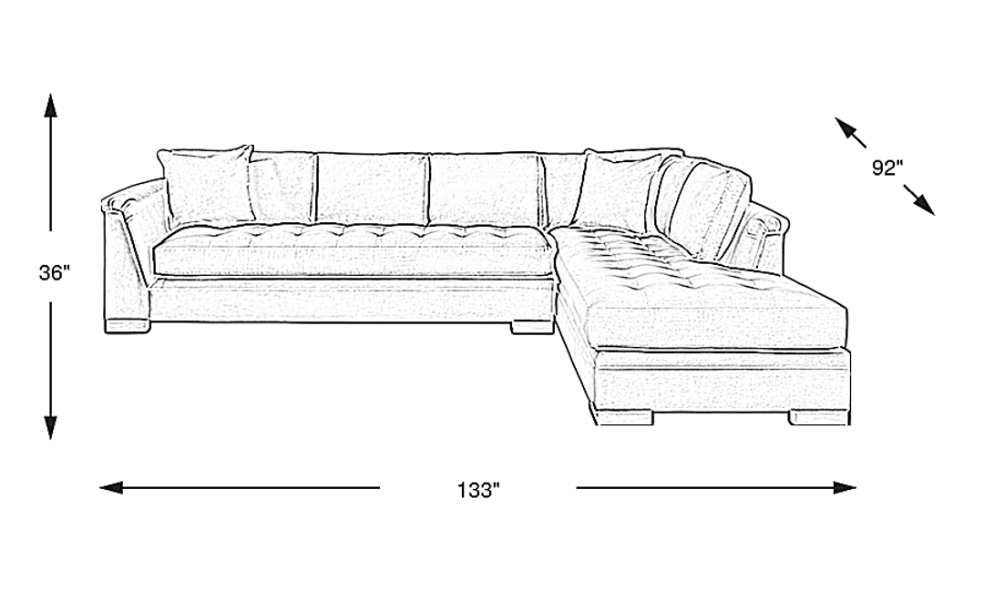 Harper 2 Pc Right Arm Chaise XL Sectional