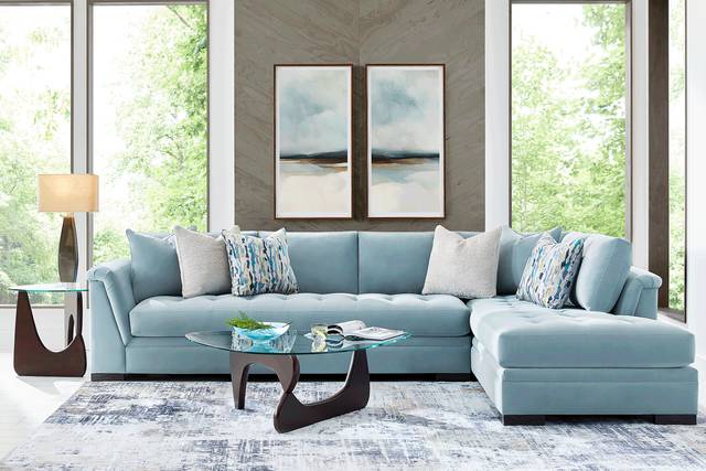 Harper Blue 5 Pc Sectional Living Room - Thumbnail - Image 1