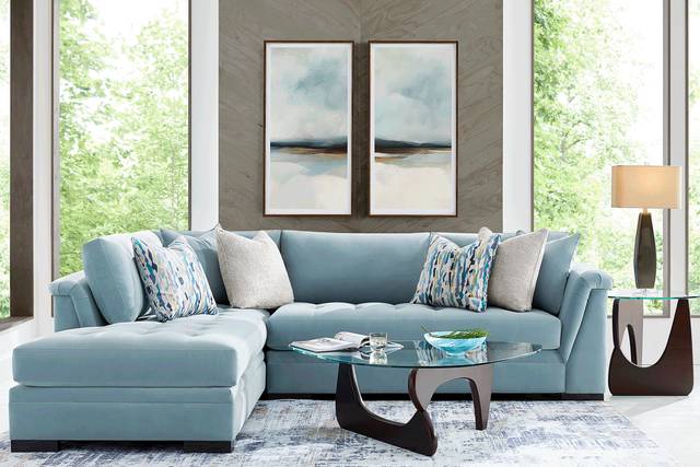 Harper Blue 5 Pc Sectional Living Room - Thumbnail - Image 1