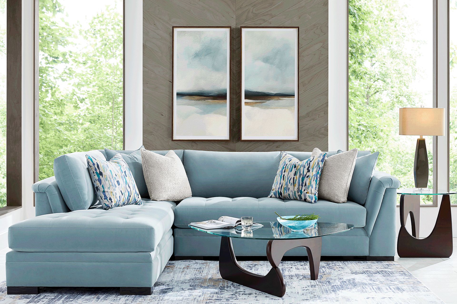 Harper Blue 5 Pc Sectional Living Room - Image 1