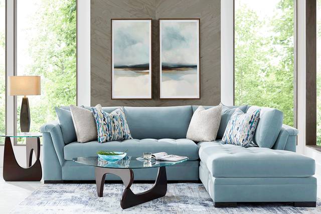 Harper Blue 5 Pc Sectional Living Room - Thumbnail - Image 1